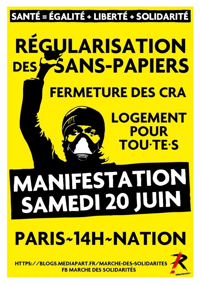 Samedi 20 juin. Sans-Papiers : si le pouvoir n'entend pas, il faut crier plus fort. (Prochaine publication, Classes-En-Lutte du lundi 22 juin avec retour sur l'actu de la semaine...)